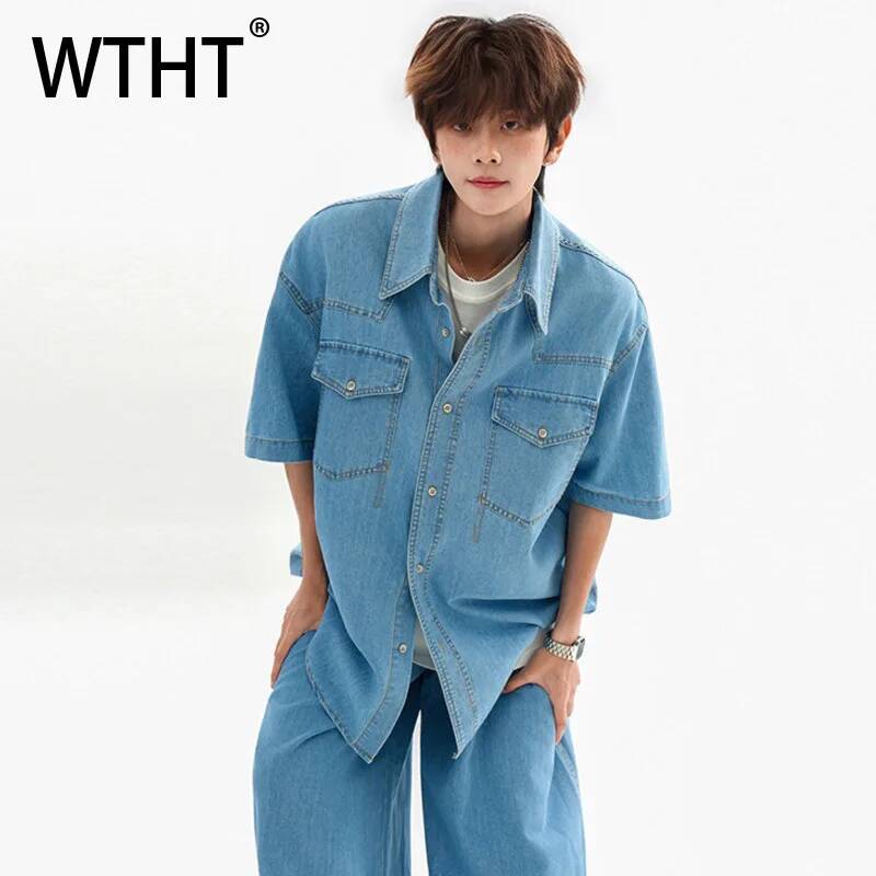 WTHT Fashion Men's Patchwork P - Jeans Shirt Fashion For Men 评论和价格